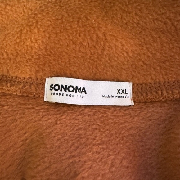 Sonoma NWT XXL Brown w/Pink Trim 1/4 Button Front Mockneck Sweater - Picture 4 of 5